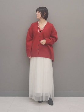 「A part by（アパートバイ）の≪追加3≫ラメチュールプリーツスカート（スカート）」を使った、ノノカさん（レディース・156cm）の冬コーディネート