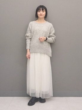 「A part by（アパートバイ）の≪追加3≫ラメチュールプリーツスカート（スカート）」を使った、ノノカさん（レディース・156cm）の冬コーディネート