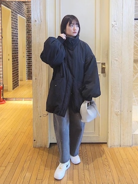 「JEANASIS（ジーナシス）のアイテム（ナイロンジャケット）」を使った、ノノカさん（レディース・156cm）の冬コーディネート