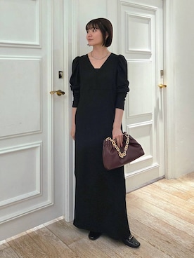 「LOWRYS FARM（ローリーズファーム）のステンレスフープチョーカー 127295（チョーカー、シルバー系）」を使った、ノノカさん（レディース・156cm）の春コーディネート