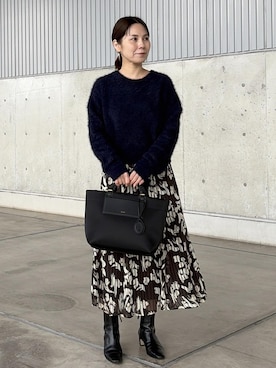 「E'POR（エポール）の【E'POR】【撥水加工・超軽量】 BOAT BAG Medium【25AW】（トートバッグ）」を使った、かおちゃんさん（レディース・156cm）の秋コーディネート