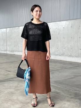 「ROPE'（ロペ）の【E'POR】C BAG Mini（ハンドバッグ）」を使った、かおちゃんさん（レディース・156cm・40代）の夏コーディネート