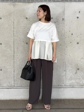 「ROPE'（ロペ）のアイテム（Tシャツ/カットソー）」を使った、かおちゃんさん（レディース・156cm）の夏コーディネート