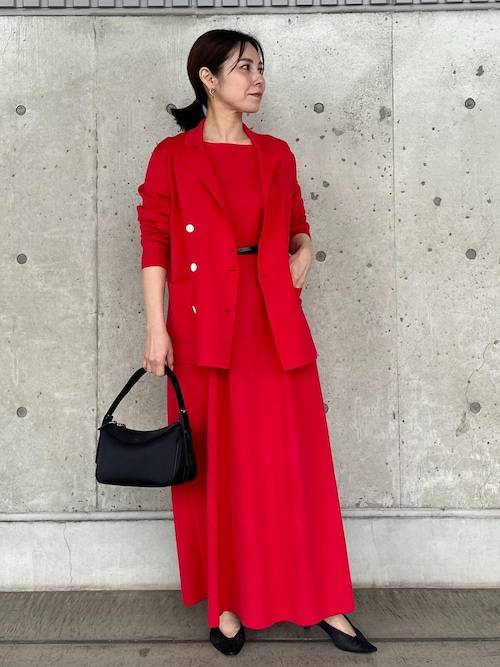 セール】シルクコットン総針Aラインワンピース/イージーケア