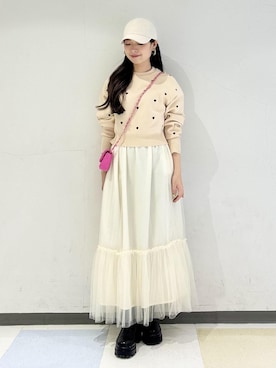 「ハートニット」｜minamiさん（レディース・155cm）の冬コーディネート