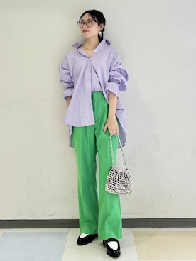「Juze（ジュゼ）の【HARUTA】ポインテッドトゥローファー【抗菌防臭】（ローファー）」を使った、minamiさん（レディース・155cm）の春コーディネート
