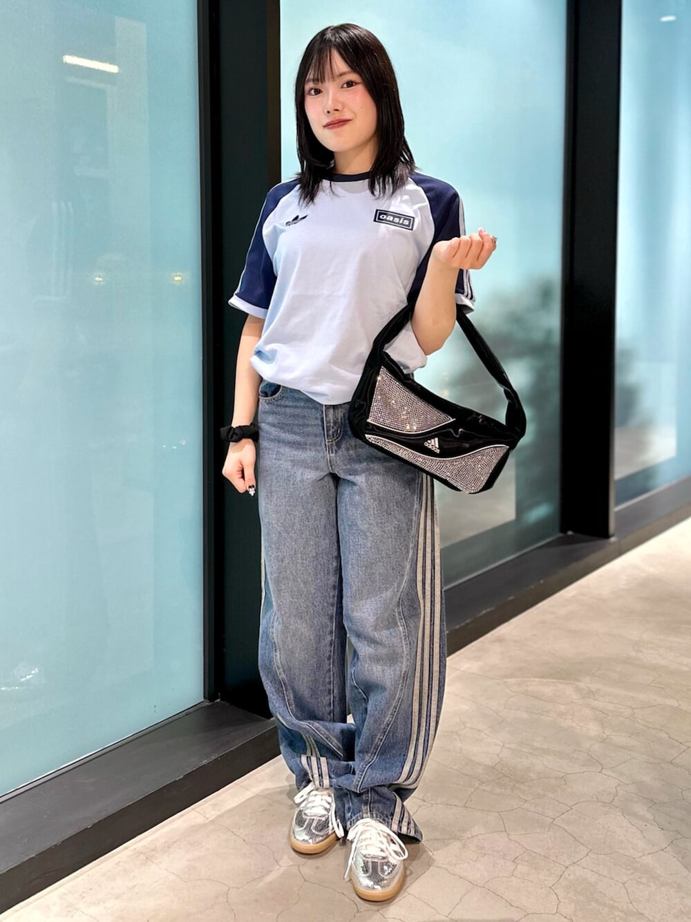 ルーズ デニムパンツ、アディレニウム シーズン 4 ラインストーン