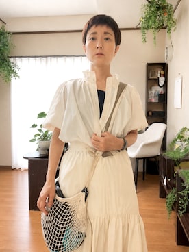 「SNIDEL（スナイデル）のアイテム（トップス）」を使った、モモセアオさん（レディース・156cm）の夏コーディネート