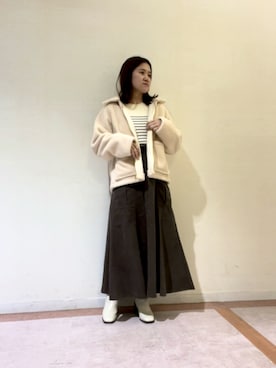「Te chichi TERRASSE（テチチテラス）のアイテム（ノーカラージャケット）」を使った、10mei20さん（レディース・158cm）の秋コーディネート