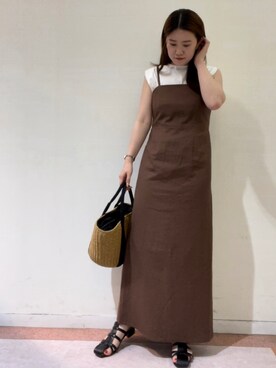「Te chichi（テチチ）のレーヨンリネンキャミワンピース（ワンピース）」を使った、10mei20さん（レディース・158cm）の夏コーディネート