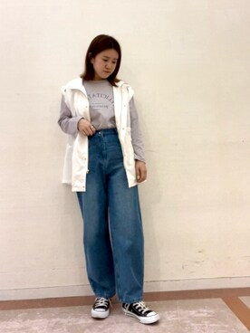 「Te chichi TERRASSE（テチチテラス）のアイテム（ノーカラージャケット）」を使った、10mei20さん（レディース・158cm）の春コーディネート