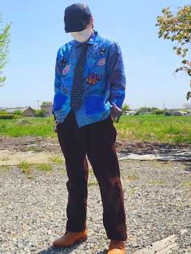 「Ruben（ルーベン）のアイテム（ハンチング/ベレー帽）」を使った、sora2560さん（メンズ・170cm）の春コーディネート