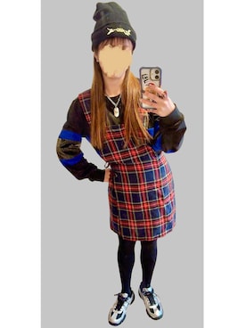 「VINTAGE（ヴィンテージ）のアイテム（帽子）」を使った、cursedbypinkさん（レディース・155cm）の冬コーディネート