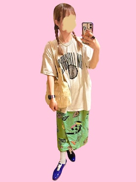 「VINTAGE（ヴィンテージ）のアイテム（Tシャツ/カットソー）」を使った、cursedbypinkさん（レディース・155cm）の夏コーディネート