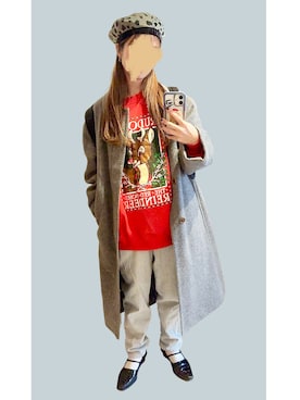 「VINTAGE（ヴィンテージ）のアイテム（帽子）」を使った、cursedbypinkさん（レディース・155cm）の冬コーディネート