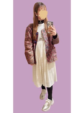 「アイテム（ノーカラージャケット）」を使った、cursedbypinkさん（レディース・155cm）の秋コーディネート