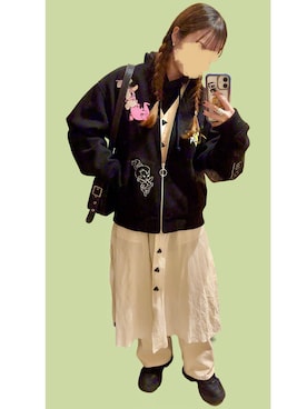 「アイテム（パーカー）」を使った、cursedbypinkさん（レディース・155cm）の秋コーディネート