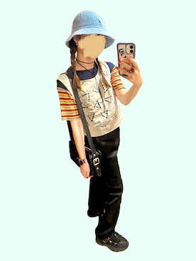 「VINTAGE（ヴィンテージ）のアイテム（Tシャツ/カットソー）」を使った、cursedbypinkさん（レディース・155cm）の夏コーディネート