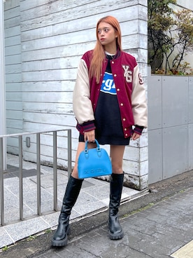 「新星WEARISTAにエントリー」｜「アイテム（スタジャン）」を使った、Pamelaさん（レディース・161cm）の冬コーディネート