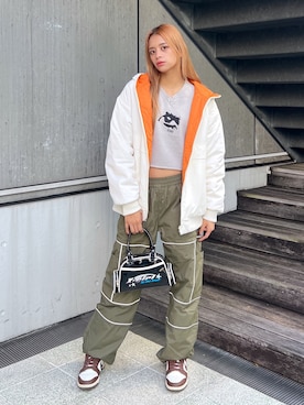 「x-girl_ootd」｜「アイテム（ジャケット/アウター）」を使った、Pamelaさん（レディース・161cm）の秋コーディネート