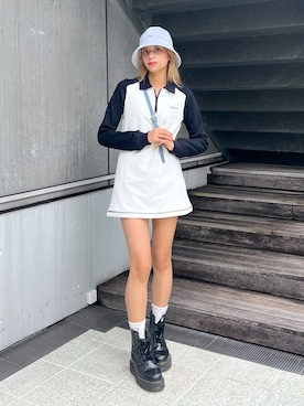 「x-girl_ootd」｜「アイテム（ワンピース/ドレス）」を使った、Pamelaさん（レディース・161cm）の秋コーディネート