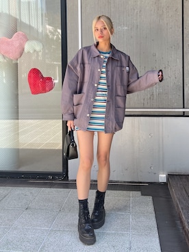 「x-girl_ootd」｜「アイテム（ジャケット/アウター）」を使った、Pamelaさん（レディース・161cm）の春コーディネート