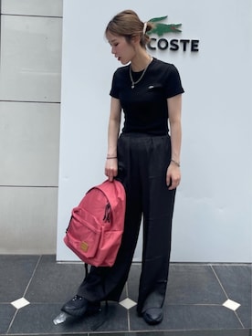 「LACOSTE（ラコステ）のアイテム」を使った、lunaさん（レディース・161cm）の秋コーディネート