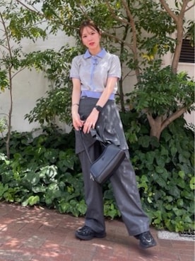 「アイテム（ポロシャツ）」を使った、lunaさん（レディース・161cm）の秋コーディネート