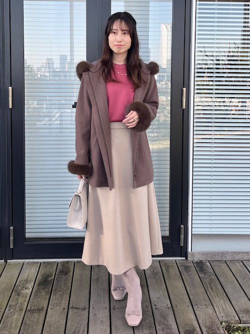 Couture Broochhaba����̃X�J�[�g�u�y�ʋ�/���{�^���z�t�F�C�N�E�[�� �|���`�X�J�[�g�icouture brooch�b�N�`���[���u���[�`�j�v���g�����R�[�f�B�l�[�g