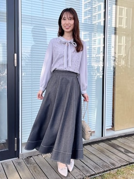 「couture brooch（クチュールブローチ）のアイテム」を使った、habaさん（レディース・155cm）の春コーディネート