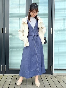 「オフィスカジュアル」｜「アイテム（ワンピース）」を使った、habaさん（レディース・155cm）の冬コーディネート
