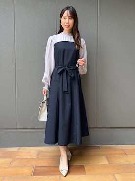 「アイテム（ワンピース、ブルー系）」を使った、habaさん（レディース・155cm）の秋コーディネート