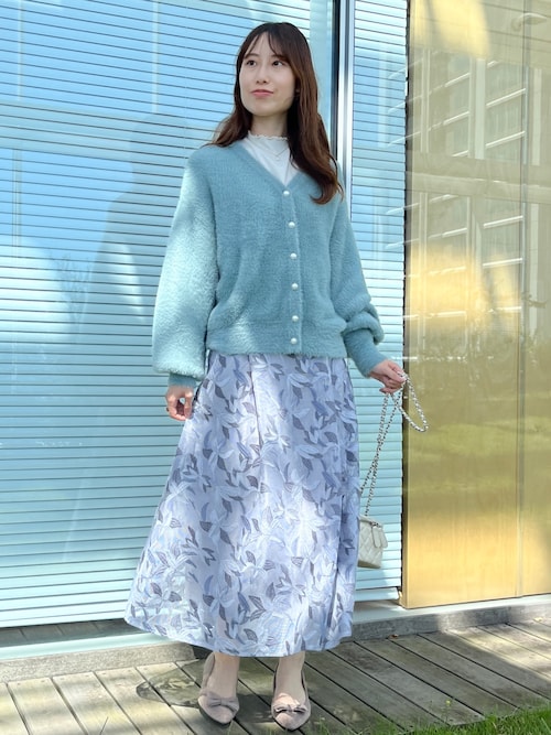 セール】【花柄・きれいめ・通勤】リンドウエンブロメッシュスカート