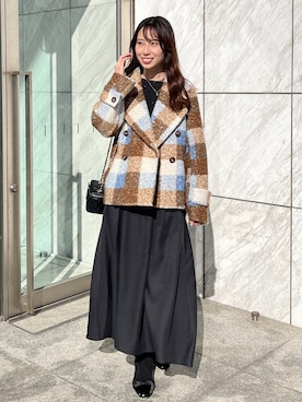 「アイテム（ピーコート）」を使った、habaさん（レディース・155cm）の冬コーディネート