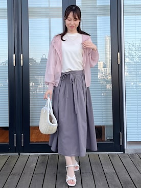 「大人カジュアルコーデ」｜「アイテム（パーカー）」を使った、habaさん（レディース・155cm）の夏コーディネート