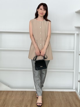 「秋服」｜「アイテム（ベスト）」を使った、habaさん（レディース・155cm）の夏コーディネート