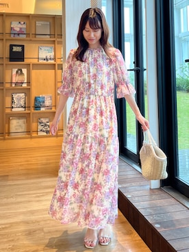「花柄ワンピース」｜habaさん（レディース・155cm）の夏コーディネート