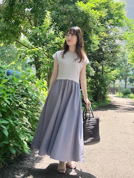 「ドッキングワンピ」｜habaさん（レディース・155cm）の夏コーディネート