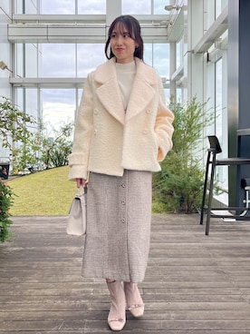 「アイテム（ピーコート）」を使った、habaさん（レディース・155cm）の冬コーディネート