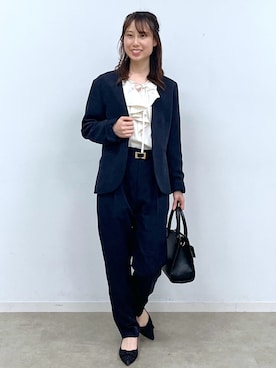 「卒業式コーデ」｜「アイテム（ノーカラージャケット）」を使った、habaさん（レディース・155cm）の冬コーディネート