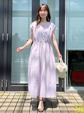 「アイテム（ワンピース/ドレス、パープル系）」を使った、habaさん（レディース・155cm）の夏コーディネート