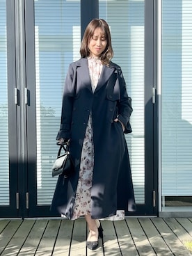 「アイテム（トレンチコート、ブルー系）」を使った、habaさん（レディース・155cm）の春コーディネート