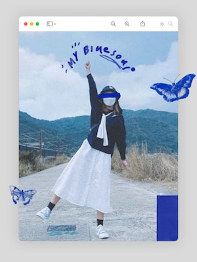 「blue」｜「アイテム（帽子）」を使った、ymmdsxさん（レディース・155cm）の冬コーディネート