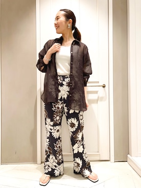 「ブラウンシャツ」｜平沼 彩花さん（レディース・161cm）の春コーディネート