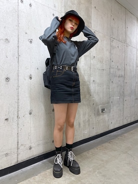 「厚底ブーツ」｜「アイテム（スニーカー）」を使った、竹市咲来さん（レディース・167cm）の秋コーディネート