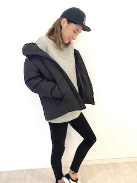 「CHUMS（チャムス）のアイテム（キャップ）」を使った、Yukiさん（レディース・167cm）の冬コーディネート