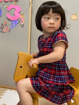「MIKI HOUSE（ミキハウス）のアイテム（ワンピース/ドレス）」を使った、kyoto37さん（キッズ・80cm）の夏コーディネート