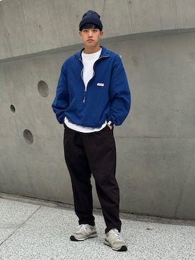 「アイテム（ニットキャップ/ビーニー）」を使った、Ting Yuさん（メンズ・180cm）の冬コーディネート