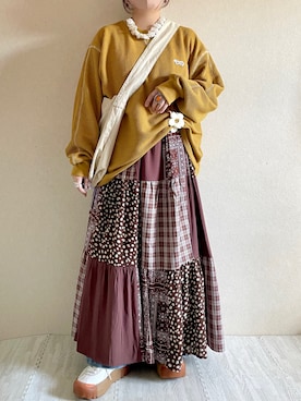 「THEATRE PRODUCTS（シアタープロダクツ）のアイテム（ショルダーバッグ）」を使った、さぁやさん（レディース・152cm）の秋コーディネート