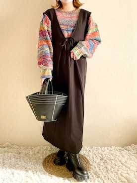 「AZUL by moussy（アズールバイマウジー）のアイテム」を使った、さぁやさん（骨格ストレート・レディース・152cm）の冬コーディネート
